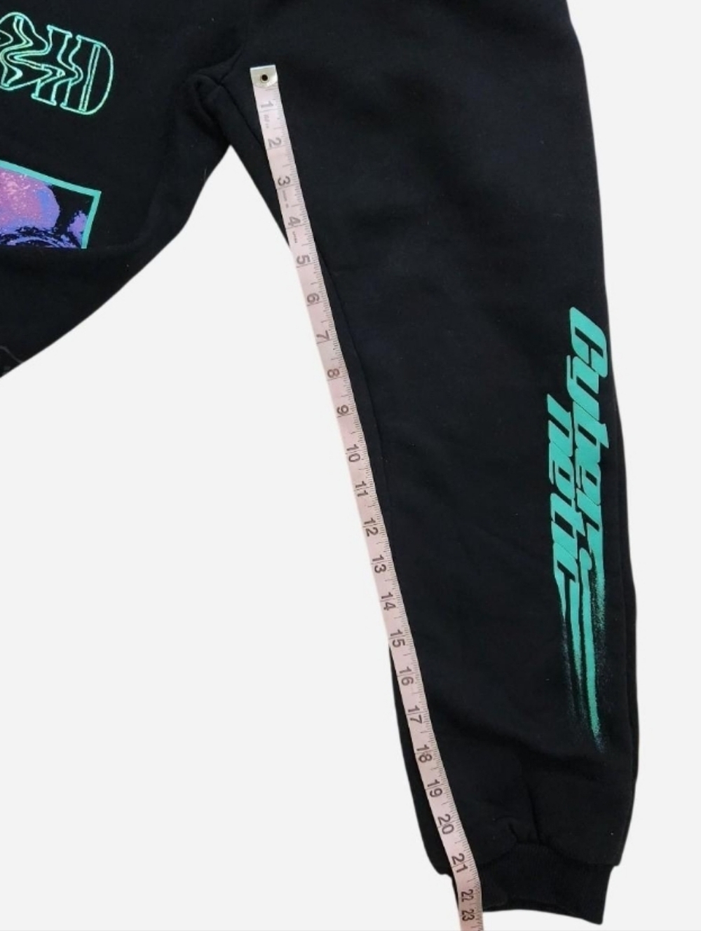 Bershka Black Oversized Joggers Futuristic Tech Graphic XS EUC - Picture 5 of 11